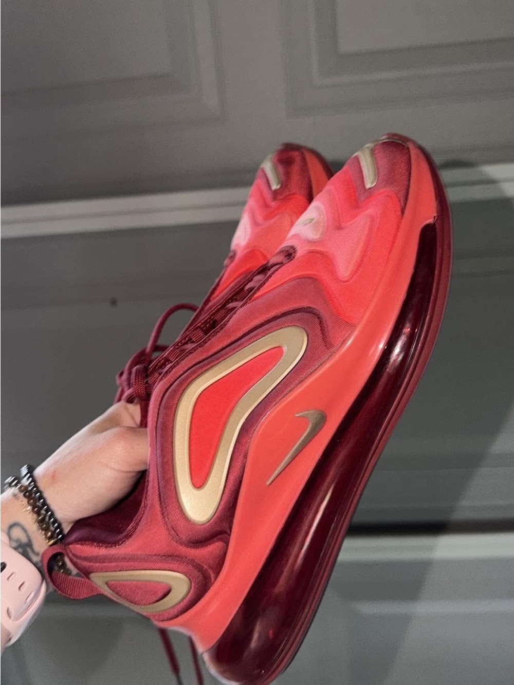Nike Women's Wave-Detail Athletic Sneakers - red and gold